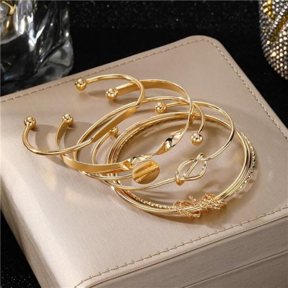 14k Plated Multi Layer Set Boho Textured Indian P… - image 3